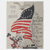 グレー素朴ヴィンテージ米国国旗 フリースブランケット (正面)