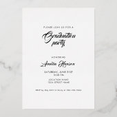 グレー素朴卒業生2写真卒業シルバー 箔招待状 (裏面)