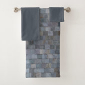 グレー素朴石板、石、パーソナル化可能 バスタオルセット (インサイチュ)