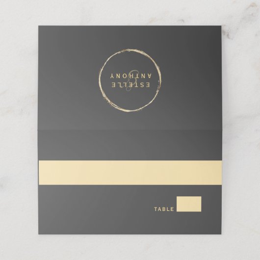 グレー素朴金ゴールド円フレームアンパサンド結婚ズ プレイスカード (外部開封)