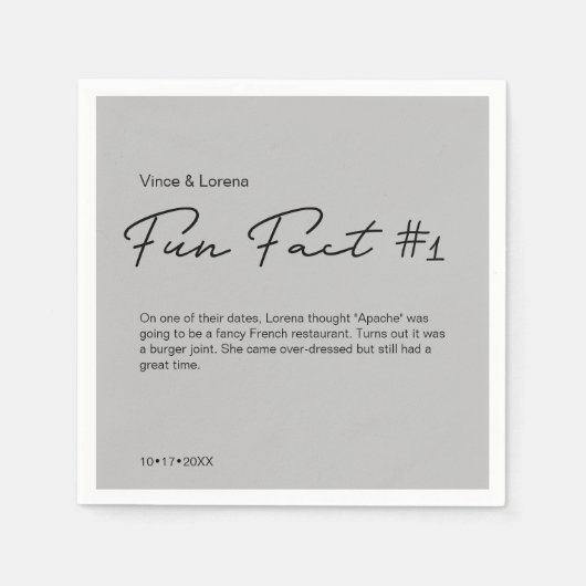 グレー結婚のパーソナライズされたおもしろい事実 スタンダードカクテルナプキン (正面)