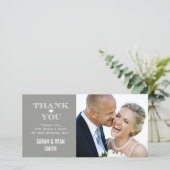 グレー結婚ハートの写真サンキューカード サンキューカード (スタンド正面)