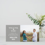 グレー結婚ハートの写真サンキューカード サンキューカード (スタンド正面)