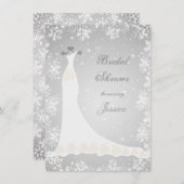 グレー結婚ブライダルシャワーの着物 招待状 (正面/裏面)