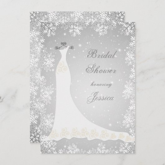 グレー結婚ブライダルシャワーの着物 招待状 (正面/裏面)