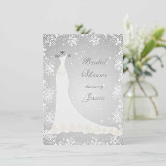 グレー結婚ブライダルシャワーの着物 招待状 (スタンド正面)