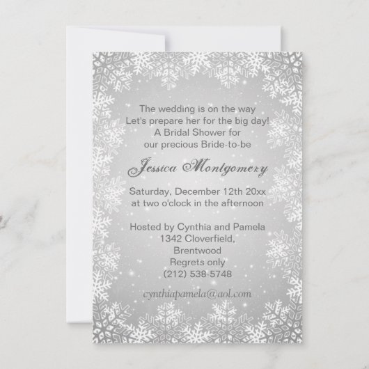 グレー結婚ブライダルシャワーの着物 招待状 (裏面)