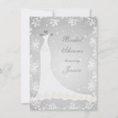 グレー結婚ブライダルシャワーの着物 招待状 (正面)