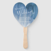 グレー結婚ブルーのモダン着色アートプログラムファン ハンドファン (正面)