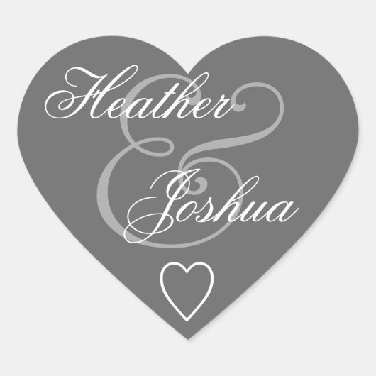 グレー結婚封筒用シールハートV14 ハートシール (正面)