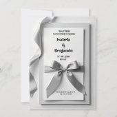 グレー結婚式招待状とサテンリボン 招待状 (正面)
