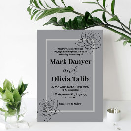 グレー結婚式招待状 | エレガント&モダンデザイン 招待状