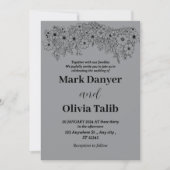 グレー結婚式招待状/シンプルデザイン&ロマンチック 招待状 (正面)