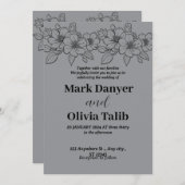 グレー結婚式招待状/シンプルデザイン&ロマンチック 招待状 (正面/裏面)