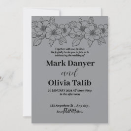 グレー結婚式招待状/シンプルデザイン&ロマンチック 招待状