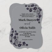 グレー結婚式招待状/シンプルデザイン&ロマンチック 招待状 (正面/裏面)