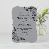 グレー結婚式招待状/シンプルデザイン&ロマンチック 招待状 (スタンド正面)