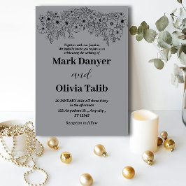 グレー結婚式招待状/シンプルデザイン&ロマンチック 招待状