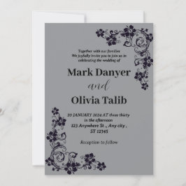 グレー結婚式招待状/シンプルデザイン&ロマンチック 招待状