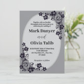 グレー結婚式招待状/シンプルデザイン&ロマンチック 招待状 (スタンド正面)