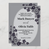 グレー結婚式招待状/シンプルデザイン&ロマンチック 招待状 (正面/裏面)