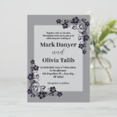 グレー結婚式招待状/シンプル&ロマンチック 招待状 (スタンド正面)
