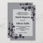 グレー結婚式招待状/シンプル&ロマンチック 招待状 (正面/裏面)