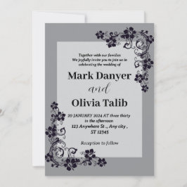 グレー結婚式招待状/シンプル&ロマンチック 招待状