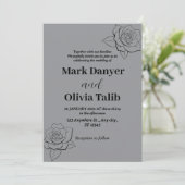 グレー結婚式招待状 | 優雅モダンさ 招待状 (スタンド正面)