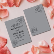 グレー結婚式招待状 | 優雅モダンさ