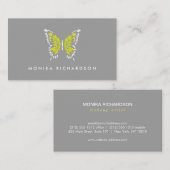 グレー絵を描に黄色の蝶のロゴ 名刺 (正面/裏面)