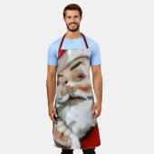 グレー絵を描のサンタクロースの エプロン (着用した状態)