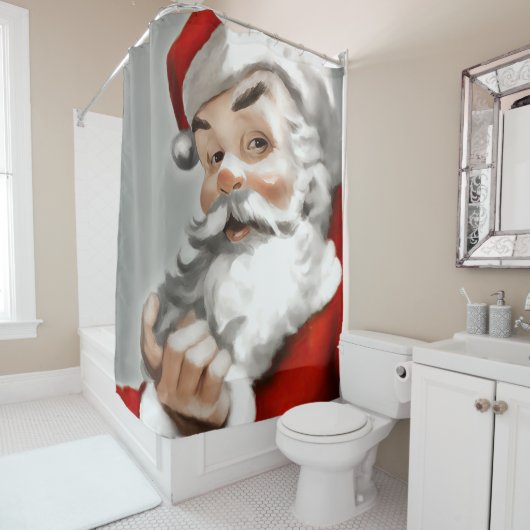 グレー絵を描のサンタクロースの シャワーカーテン (インサイチュ)