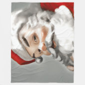 グレー絵を描のサンタクロースの フリースブランケット (正面)