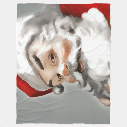 グレー絵を描のサンタクロースの フリースブランケット (正面)