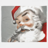 グレー絵を描のサンタクロースの フリースブランケット (正面(横))