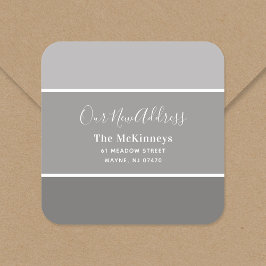 グレー絵を描見本の新しい住所 スクエアシール