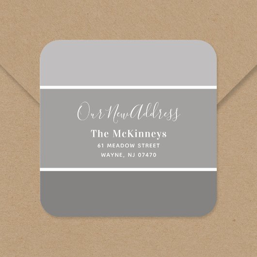 グレー絵を描見本の新しい住所 スクエアシール