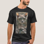 グレー緑のアイドキャットTシャツ Tシャツ (正面)