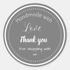 グレー縁どデザインビジネステッカー ラウンドシール