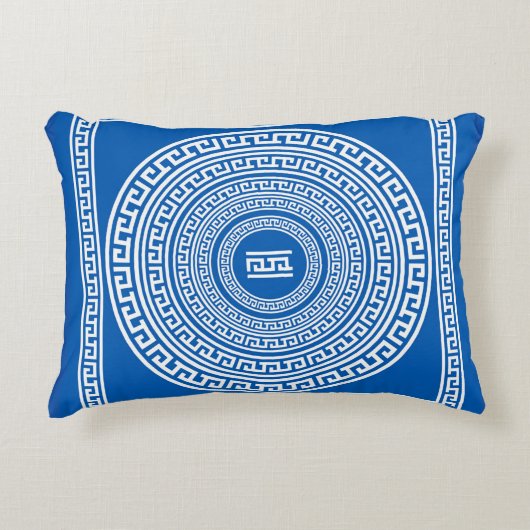 グレー縁どブルーの背景に白 アクセントクッション (正面)