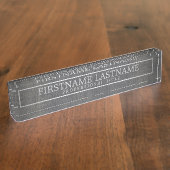 グレー縁どリネンの基本名とプロフェッショナルタイトル デスクネームプレート (側面)