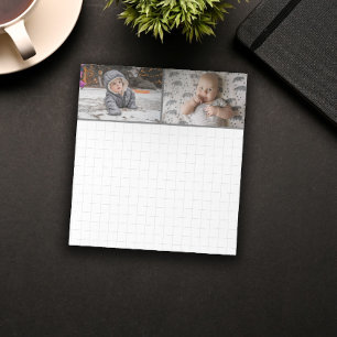 グレー縁ど2枚の写真グリッドパターン ノートパッド