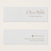 グレー署名スクリプトスタッドイヤリングディスプレイカード (正面&裏面)