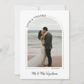 グレー美しい結婚アーチの写真の愛感謝していと サンキューカード (正面)