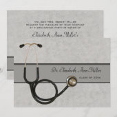 グレー聴診器 - 卒業パーティー招待状 招待状 (正面/裏面)