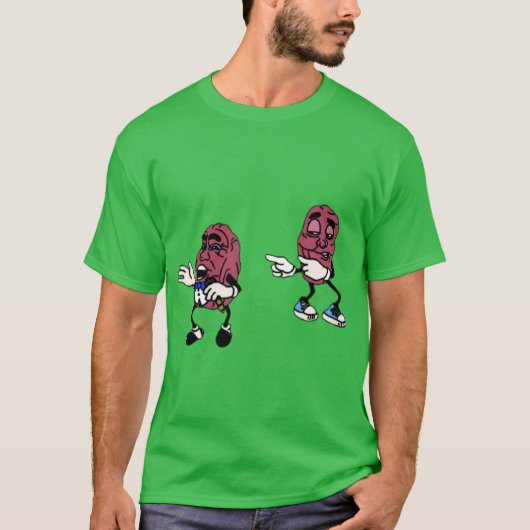 グレー背景のカリフォルニア・レーズン Tシャツ (正面)