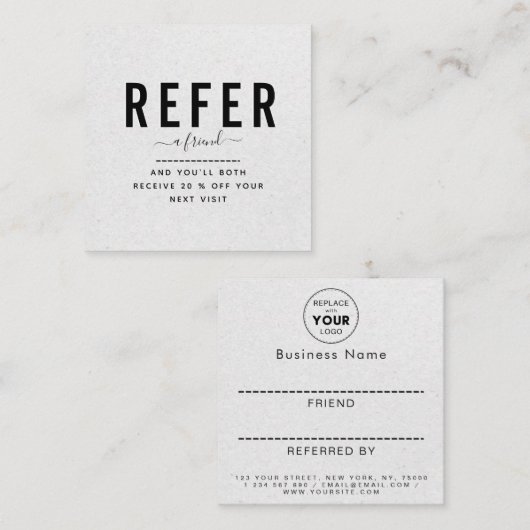 グレー自然クラフト紙ミニマモダンリストロゴの追加 紹介カード (正面/裏面)