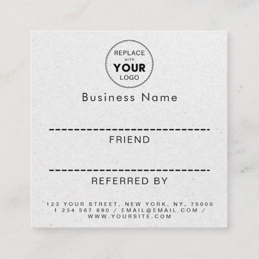 グレー自然クラフト紙ミニマモダンリストロゴの追加 紹介カード (裏面)