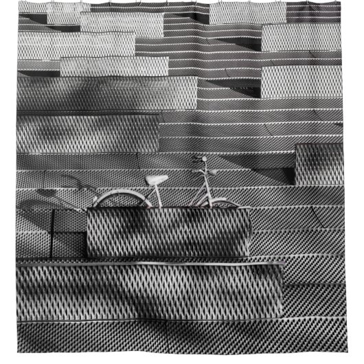 グレー自転車 シャワーカーテン (正面)